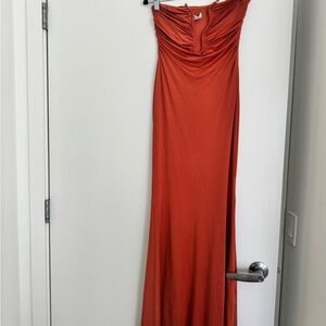 Oh Polly Strapless Rust Dress